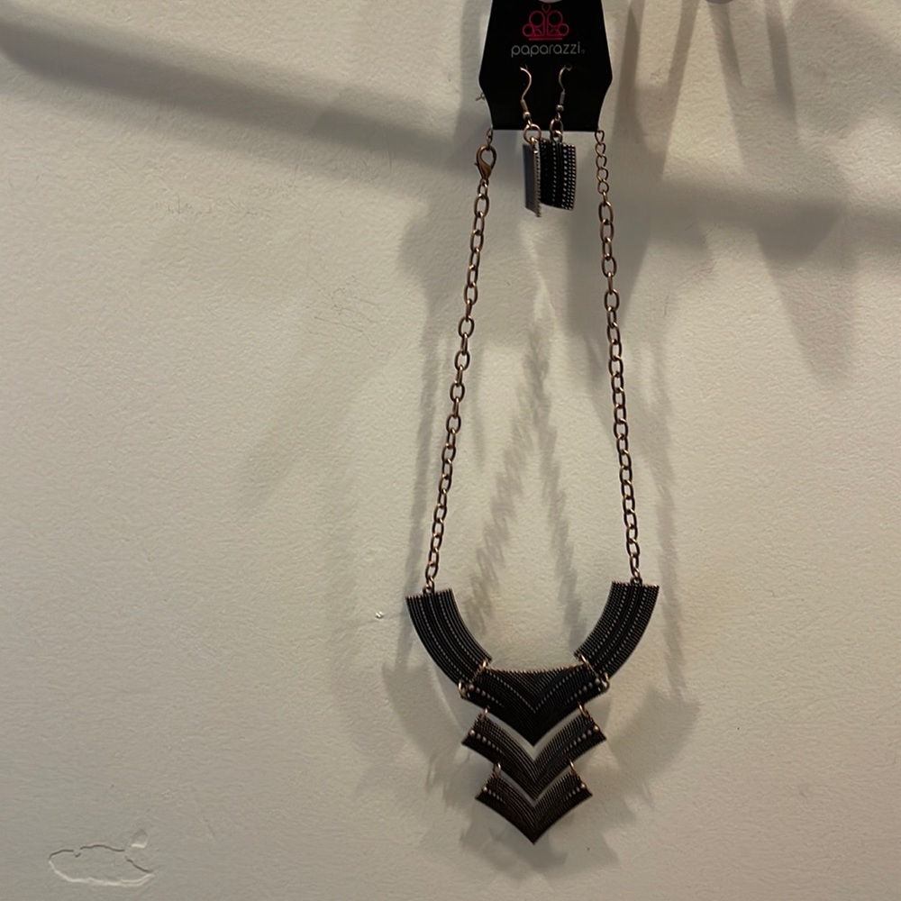 Paparazzi, mid length necklace with matching earrings